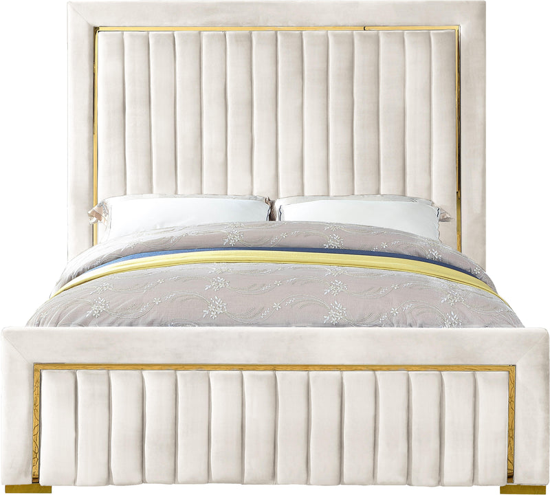 Dolce Cream Velvet Queen Bed (3 Boxes)