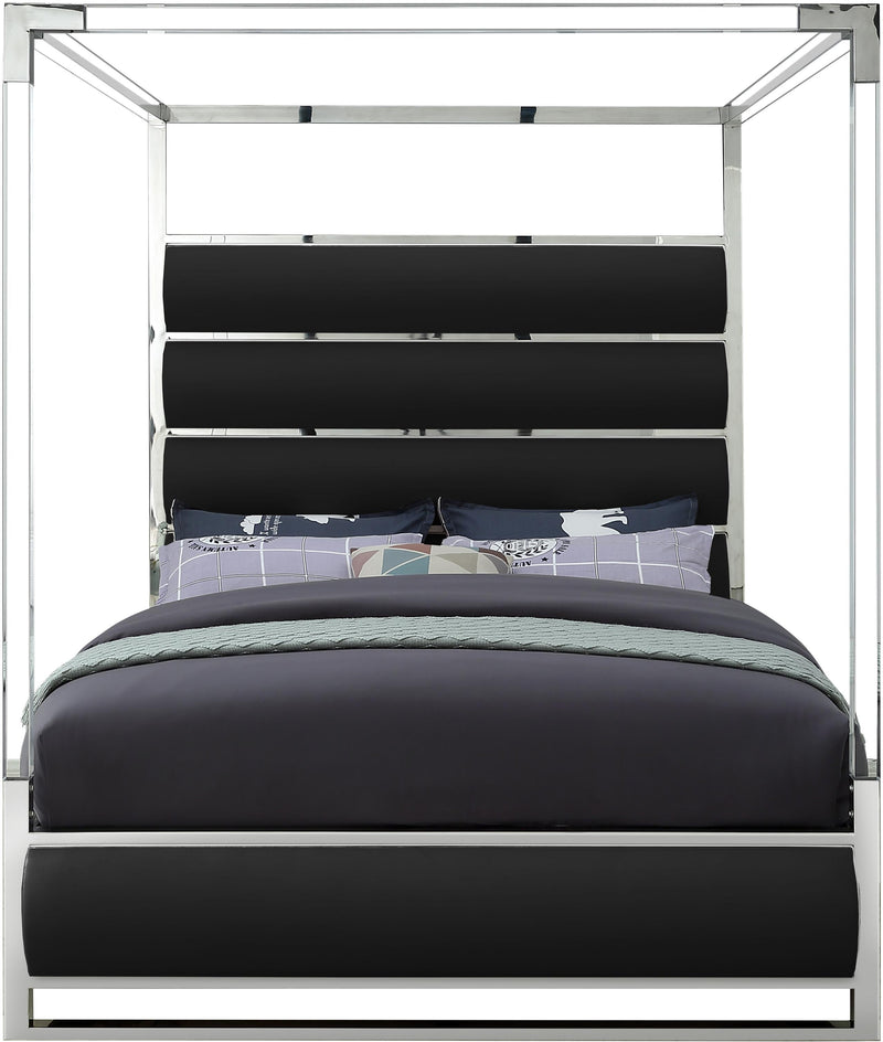 Encore Black Faux Leather Queen Bed (4 Boxes)