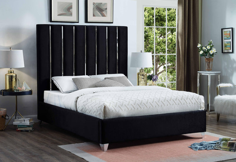 Enzo Black Velvet Full Bed