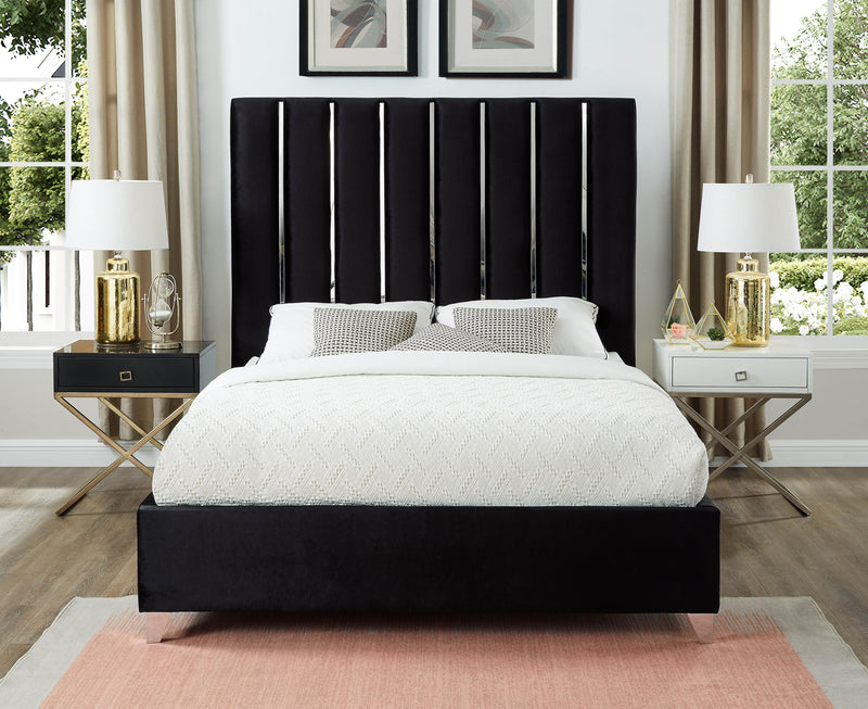 Enzo Black Velvet Full Bed