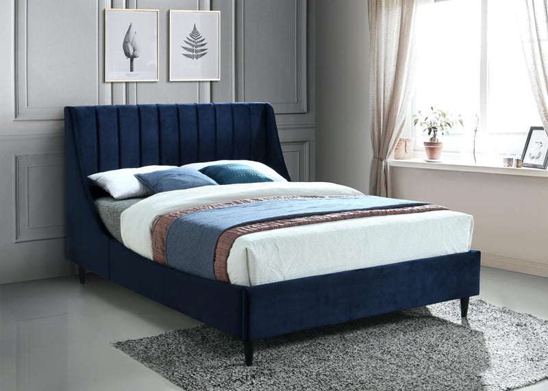 Eva Navy Velvet Queen Bed