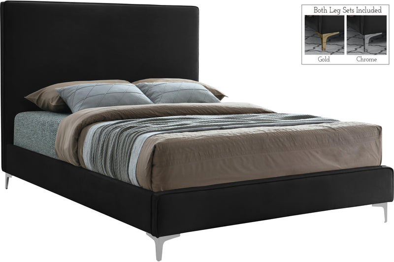 Geri Black Velvet King Bed