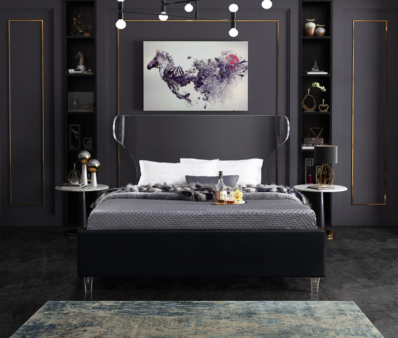 Ghost Black Velvet King Bed