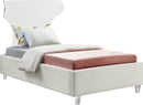 Ghost Cream Velvet Twin Bed