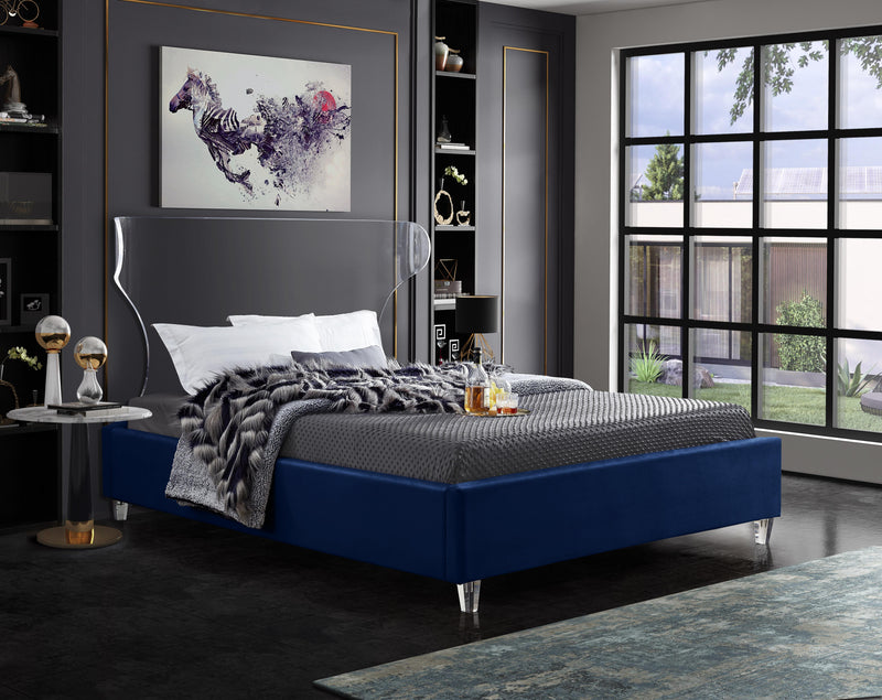 Ghost Navy Velvet King Bed