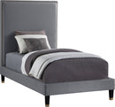 Harlie Grey Velvet Twin Bed
