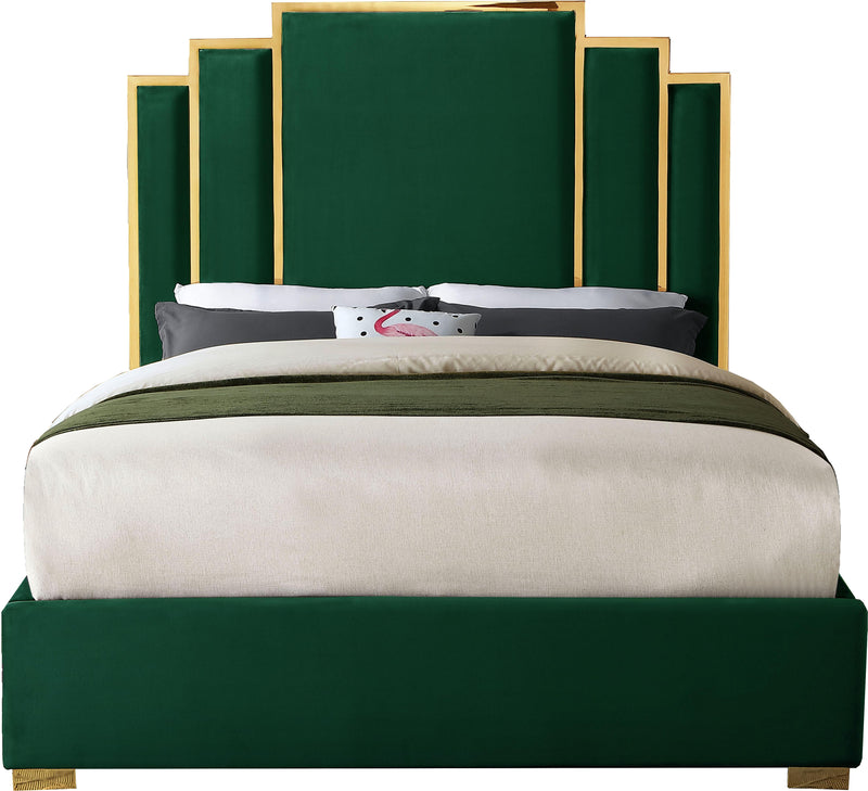 Hugo Green Velvet Queen Bed