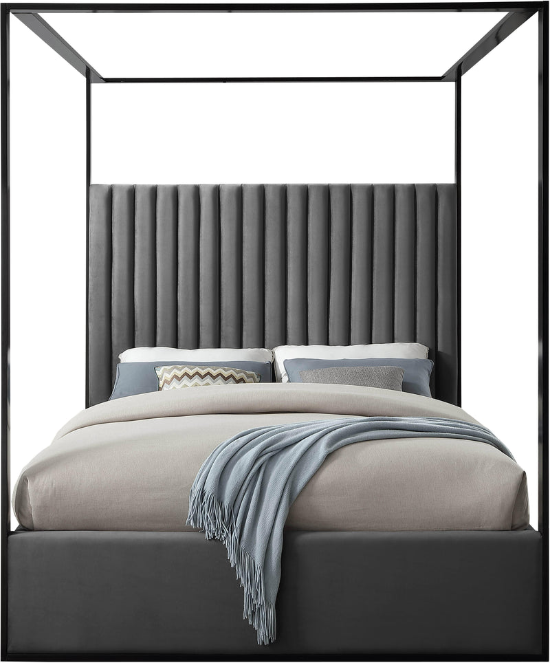 Jax Grey Velvet Queen Bed