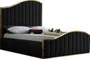 Jolie Black Velvet Queen Bed (3 Boxes)