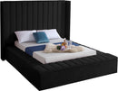 Kiki Black Velvet Queen Bed (3 Boxes)