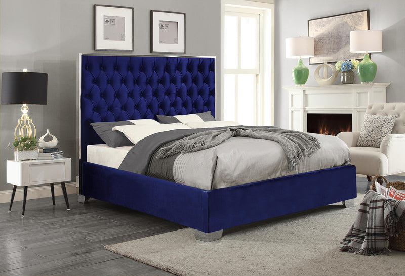 Lexi Navy Velvet King Bed