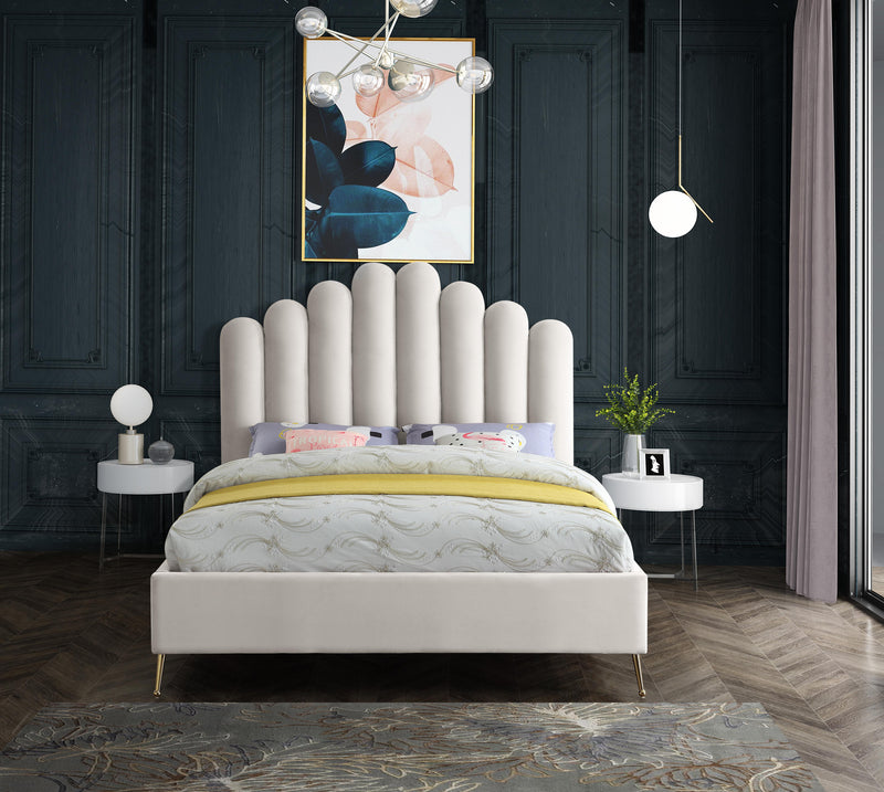 Lily Cream Velvet King Bed