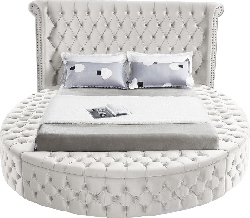 Luxus Cream Velvet Queen Bed (3 Boxes)