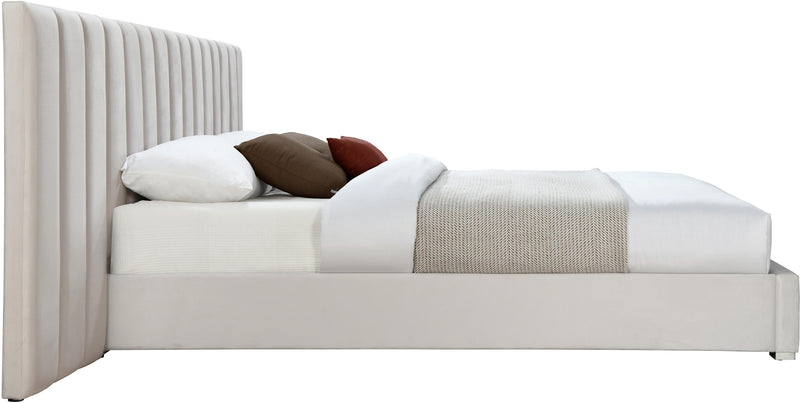 Pablo Cream Velvet Queen Bed