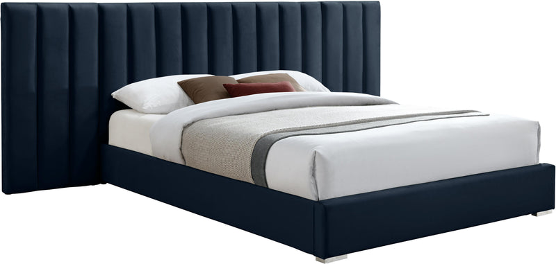 Pablo Navy Velvet Queen Bed image