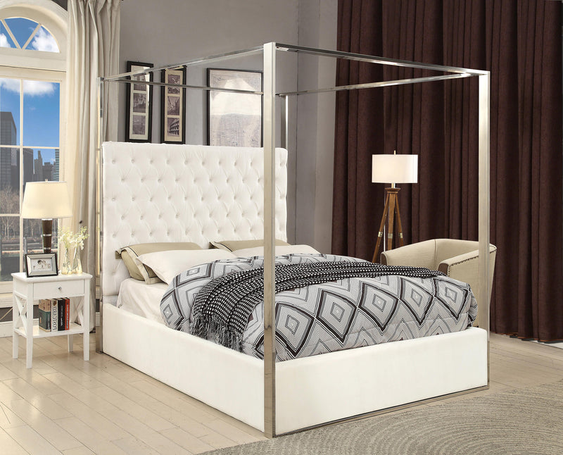 Porter White Velvet King Bed