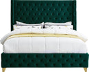 Savan Green Velvet King Bed