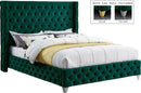 Savan Green Velvet Queen Bed