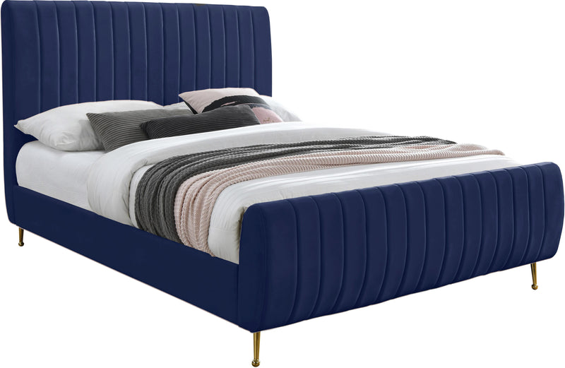 Zara Navy Velvet King Bed (3 Boxes) image