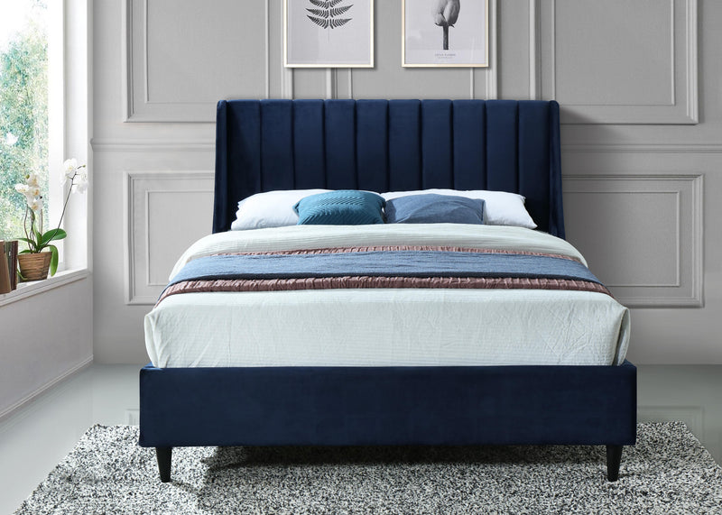 Eva Navy Velvet Queen Bed