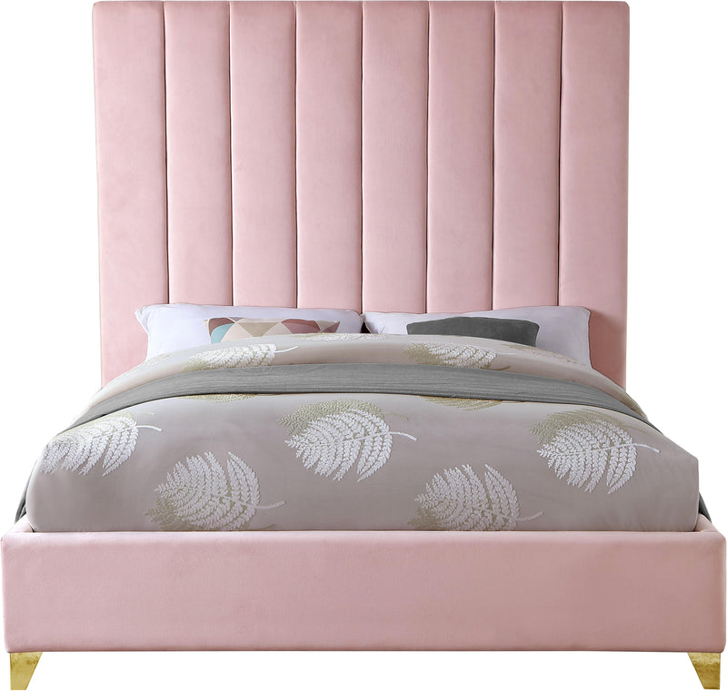 Via Pink Velvet King Bed