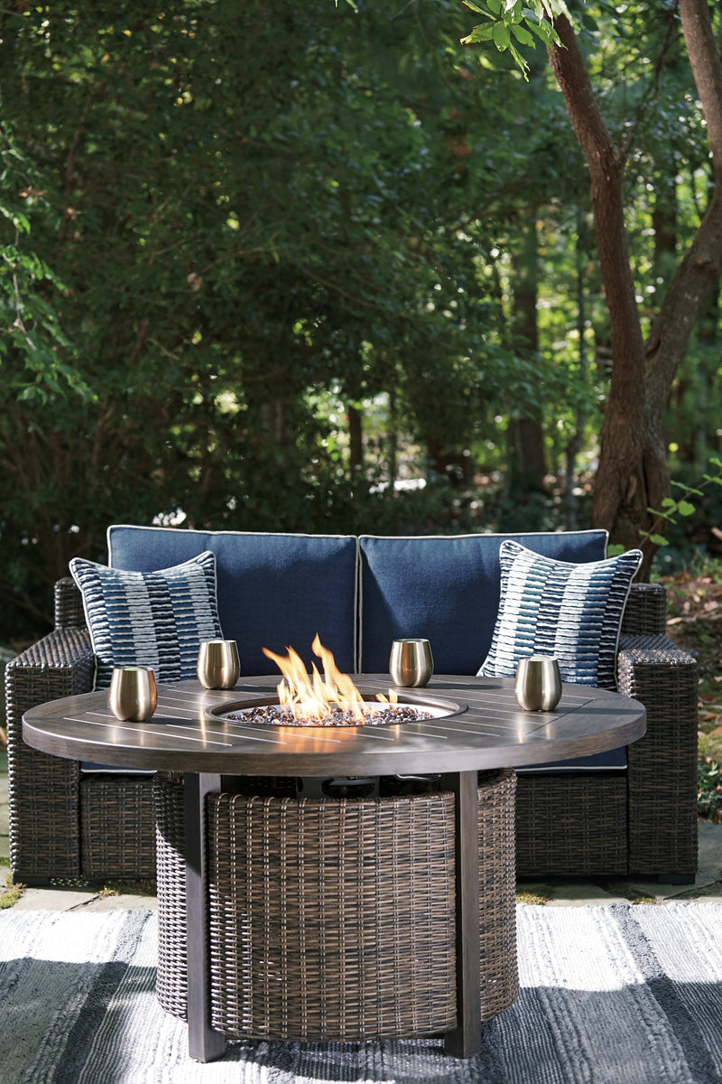 Grasson Lane Grasson Lane Nuvella Loveseat with Fire Pit Table