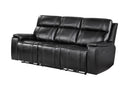 U8880 BLACK LEATHER POWER RECLINING SOFA