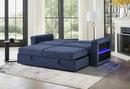 U0211 NAVY PULL OUT SOFA BED WITH LED ACRYLIC SHELVES AND SPEAKERS