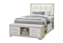 EMMA NATURAL/WHITE FULL BED WITH LED AND USB