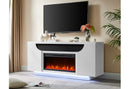 AILEEN WHITE 76" ENT UNIT W/LED, SPEAKERS, CRYSTAL AND POP-UP DOORS