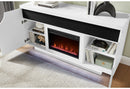 AILEEN WHITE 66" ENT UNIT W/LED, SPEAKERS, CRYSTAL AND POP-UP DOORS