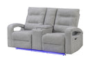 U6611 GREY 15 POWER CONSOLE RECLINING LOVESEAT WITH LED