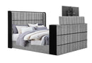 ISABELLA GREY KING BED W/LED, TV LIFT, SPEAKER AND FIREPLACE