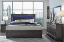 POMPEI METALLIC GREY KING BED GROUP WITH LED