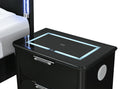 LANDO BLACK NIGHTSTAND WITH SPEAKER AND WIRELESS CHARGING PLATFORM
