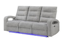 U6611 GREY 15 POWER RECLINING SOFA WITH LED