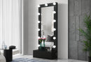 ELLA BLACK NARROW TALL MIRROR WITH DRAWER AND SPEAKER