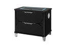 LANDO BLACK NIGHTSTAND WITH SPEAKER AND WIRELESS CHARGING PLATFORM
