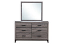 KATE FOIL GREY QUEEN BED, DRESSER, MIRROR, NIGHTSTAND