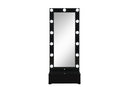 ELLA BLACK NARROW TALL MIRROR WITH DRAWER AND SPEAKER