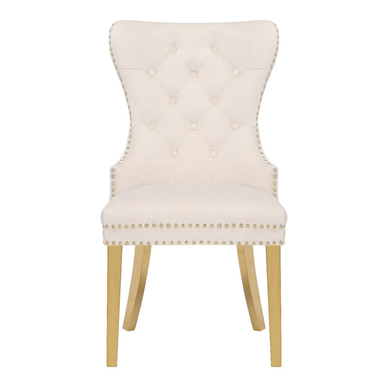 Galaxy Home Simba Gold Legs Dining Chair (Set of 2) in Beige