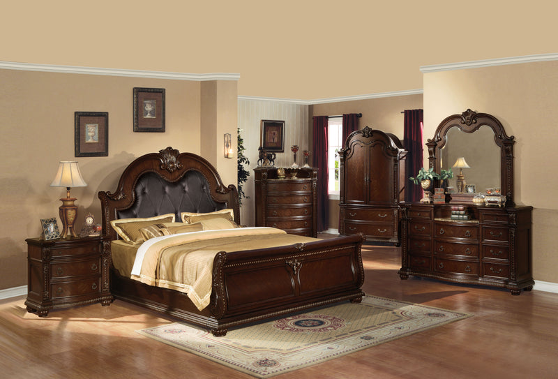 Anondale Espresso PU & Cherry Eastern King Bed image