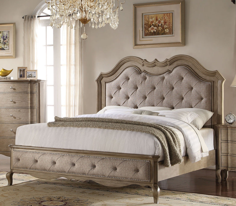 Acme Chelmsford King Upholstered Bed in Antique Taupe 26047EK image