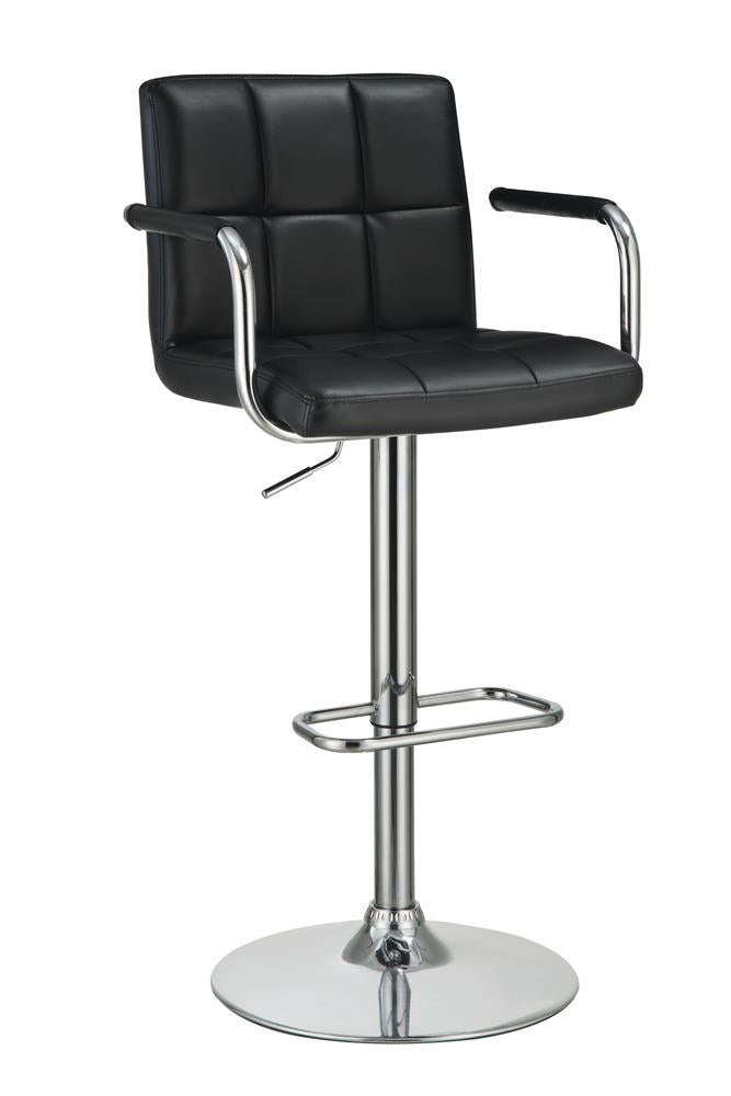 G121095 Contemporary Black and Chrome Adjustable Bar Stool with Arms image