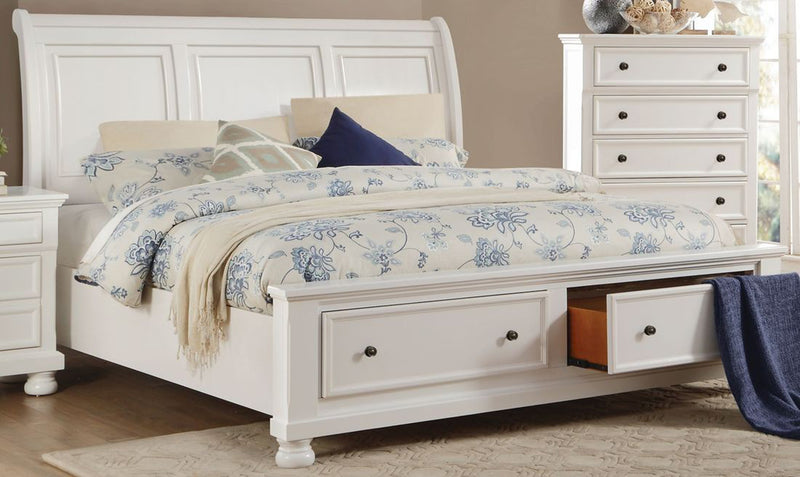 Homelegance Laurelin King Sleigh Platform Storage Bed in White 1714KW-1EK image