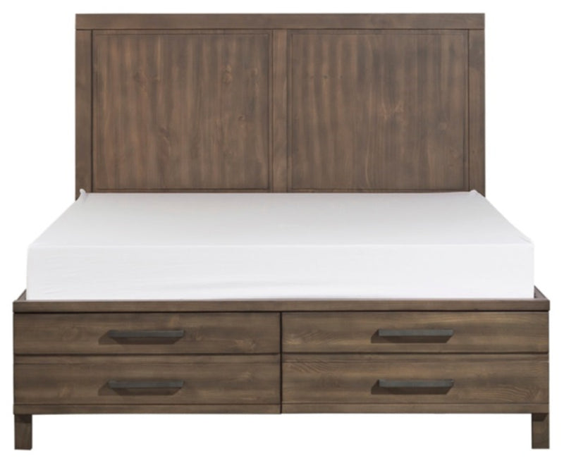 Homelegance Bracco King Platform Bed with Footboard Storage in Rustic Brown 1769K-1EK* image