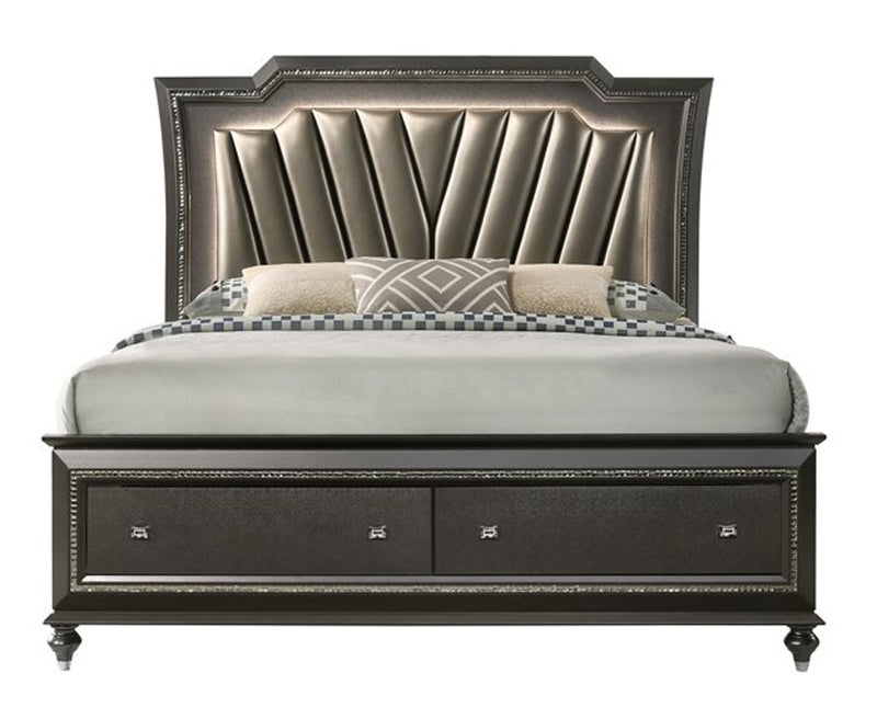 Acme Furniture Kaitlyn LED Headboard California King Storage Bed in Metallic Gray 27274CK image