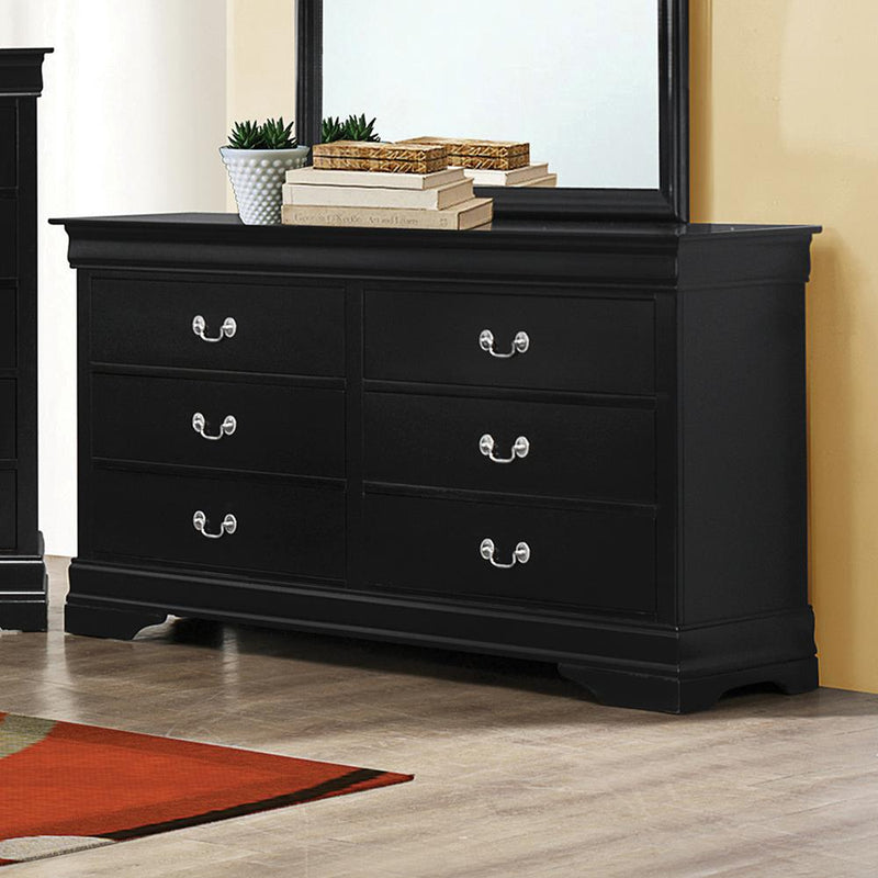 Louis Philippe Black Six-Drawer Dresser image