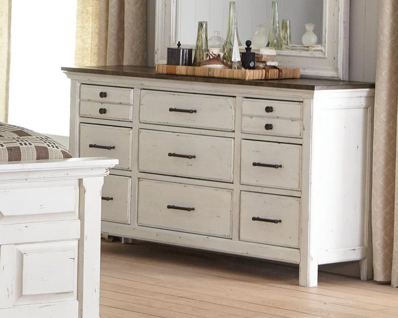 Traditional Rustic Latte and Vintage White Dresser image