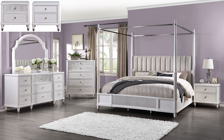 Celestia Fabric & Off White California King Bed (Canopy) image